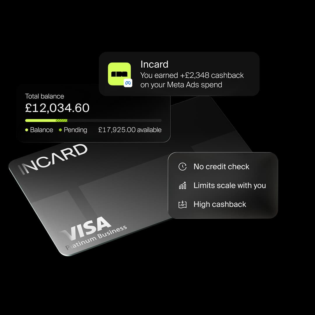 Incard Flex Card with cashback and balance overlays